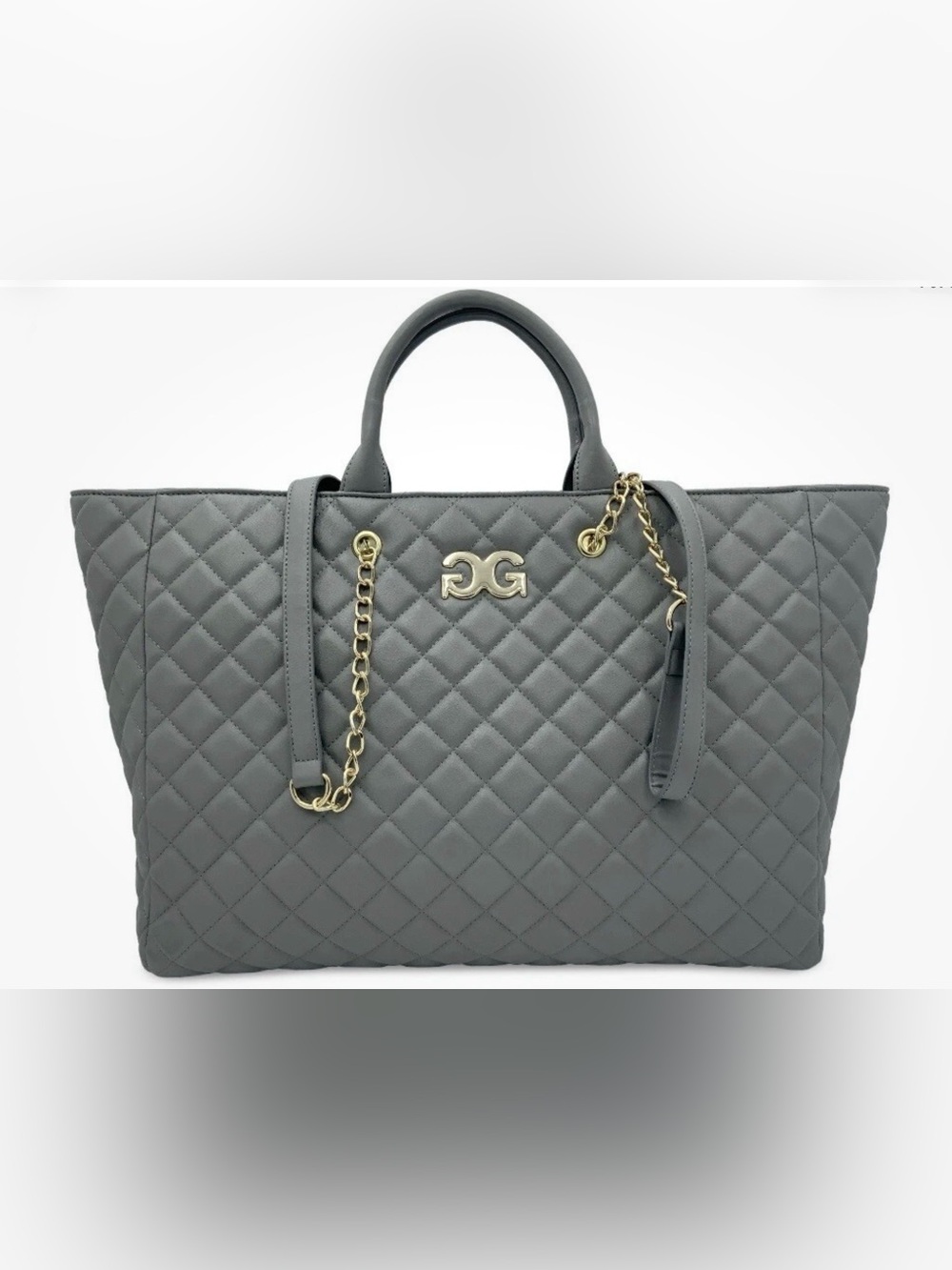 Gilda Paris Quilted Large Tote Bag Grey Stylish Carryall New with Tags